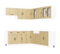 (sonoma oak) vidaXL 11 Piece Kitchen Cabinet Set Kalmar Concrete Grey Engineered Wood