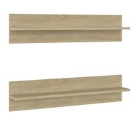 vidaXL Wall Shelf 2 pcs Sonoma Oak 80x11.5x18 cm Engineered Wood, Brown