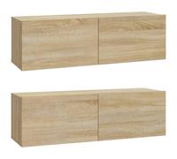 (sonoma oak) vidaXL 2x Wall TV Cabinets Media Cabinet Sideboard TV Stand Engineered Wood