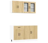 Kitchen cabinet set Sonoma oak engineered wood 4-piece 80x46cm sink base 60x31cm