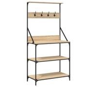 (sonoma oak) vidaXL Baker's Rack with Hooks 4-Tier Kitchen Microwave Stand Engineered Wood