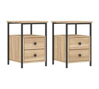 (sonoma oak) vidaXL Bedside Cabinets Nightstand Bed Table 2 pcs Sonoma Oak Engineered Wood