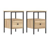 Vidaxl Bedside Cabinets 2 Pcs Sonoma Oak 34X36X50 Cm Engineered Wood, Brown
