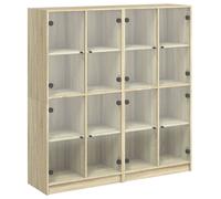 (sonoma oak) vidaXL Bookcase with Doors Bookshelf Rack Cabinet Sonoma Oak Engineered Wood