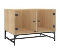 vidaXL Coffee Table with Glass Doors Sonoma Oak 68.5x50x50 cm, Brown