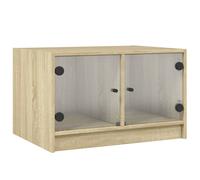(sonoma oak) vidaXL Coffee Table with Glass Doors Tea Side End Table Sofa Table Smoked Oak