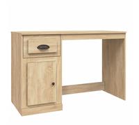 vidaXL Single Door Single Drawer Study Desk Sonoma Oak - Size: 75 x 115 x 50cm - Brown - Wilko