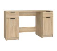 vidaXL Desk with Side Cabinet Sonoma Oak Engineered Wood UK NEW