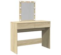 (sonoma oak) vidaXL Dressing Table with LED Cosmetic Table Vanity Makeup Table Smoked Oak