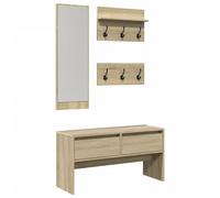 (sonoma oak) vidaXL Hallway Furniture Set 4 Piece Shoe Bench Coat Hanger Engineered Wood