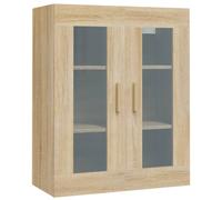 vidaXL 2 Glass Door Sonoma Oak Hanging Wall Cabinet