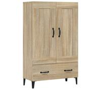 Highboard Smoked Oak 70x31x115 cm Engineered Wood & Iron Industrial with Drawer