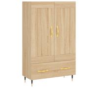(sonoma oak) vidaXL Highboard Sideboard Storage Cabinet High Gloss White Engineered Wood