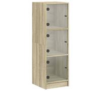 (sonoma oak) vidaXL Highboard with Glass Doors Tall Sideboard Cupboard Storage Cabinet