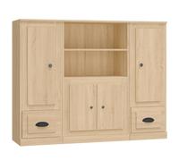 Vidaxl Highboards 3 Pcs Sonoma Oak Engineered Wood, Brown