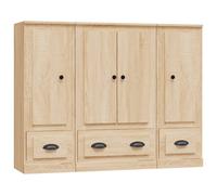 (sonoma oak) vidaXL Highboards Storage Cabinet Side Cabinets Cupboard 3 pcs Engineered Wood