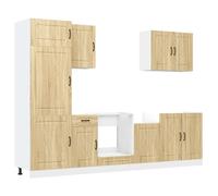 (sonoma oak) vidaXL Kitchen Cabinet Set 7 Piece Cupboard Storage Cabinet Engineered Wood