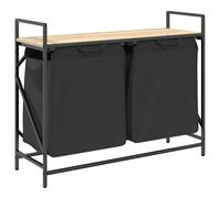 vidaXL Laundry Basket 2 Compartments with Shelf Sonoma Oak
