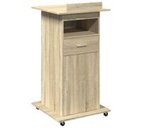 (sonoma oak) vidaXL Lectern with Wheels and Drawer Pulpit Podium Stand Engineered Wood