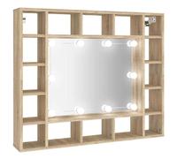 (Sonoma oak) vidaXL Mirror Cabinet with LED Cosmetic Mirror Cabinet Bedroom Storage Cabinet