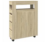 (sonoma oak) vidaXL Narrow Bathroom Cabinet with Wheels Storage Cupboard Engineered Wood