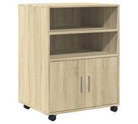 vidaXL Rolling Cabinet Sonoma Oak 60x48x81 cm Engineered Wood