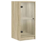 (sonoma oak) vidaXL Side Cabinet with Glass Doors Hall Storage Cabinet Cupboard Sonoma Oak