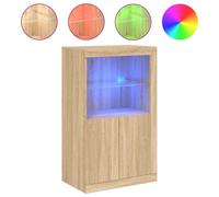 Vidaxl Side Cabinet With Led Lights Sonoma Oak Engineered Wood