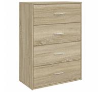 vidaXL 4 Drawer Sonoma Oak Wide Sideboard - Size: 84 x 60 x 31cm - Brown - Wilko