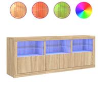 (sonoma oak) vidaXL Sideboard with LED Lights Cupboard Highboard Storage Cabinet Black