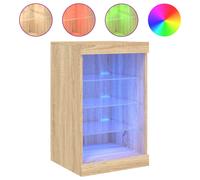(sonoma oak) vidaXL Sideboard with LED Lights Cupboard Highboard Storage Cabinet Smoked Oak