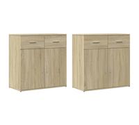 (sonoma oak) vidaXL Sideboards Cupboard Storage Cabinet 2 pcs Concrete Grey Engineered Wood