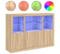 (sonoma oak) vidaXL Sideboards with LED Lights Cupboard 3 pcs Concrete Grey Engineered Wood