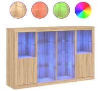 (sonoma oak) vidaXL Sideboards with LED Lights Cupboard 3 pcs Concrete Grey Engineered Wood
