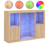 (sonoma oak) vidaXL Sideboards with LED Lights Cupboard Side Cabinet 3 pcs Engineered Wood