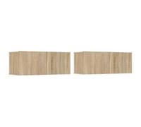 Vidaxl Tv Cabinets 2 Pcs Sonoma Oak 80X30X30 Cm Engineered Wood, Brown