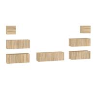 (Sonoma oak) vidaXL TV Cabinet Set 7 Piece Engineered Wood Media TV Console Multi Colours