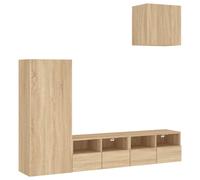 (sonoma oak) vidaXL TV Wall Units 4 Piece Floating TV Wall Unit TV Stand Engineered Wood