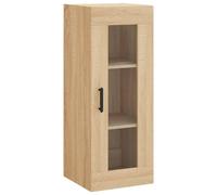 vidaXL Single Door Smoked Oak Wall Mounted Cabinet - Size: 90 x 34.5 x 34cm - Brown - Wilko
