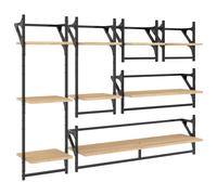 (sonoma oak) vidaXL Wall Shelf Set 6 Piece with Bars Wall Mounted Shelf Engineered Wood