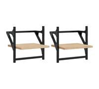 (sonoma oak) vidaXL Wall Shelves with Bars Floating Wall Rack Wall Mounted Shelf 2 pcs