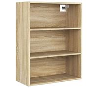 Sonoma Oak Wall Cabinet with Open Shelves - 3-Tier Kitchen Storage Unit Hanging Cupboard for Home nization 69.5x32.5x90 cm Stylish Display Solution.