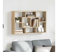 Sonoma Oak Wall Shelf 85 x 16 x 52.5 cm with 8 Compartments Space Saving for Living Room Bedroom Office Modern Storage Organiser System