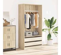 Sonoma Oak Wardrobe 100 x 50 x 200 cm with Drawers and Clothes Rail, Modern Storage Space for Bedroom, Hallway and Dressing Room, Compact and Robust