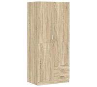 Sonoma Oak Wardrobe 80 x 52 x 180 cm with 2 Drawers, Hanging Rail, Storage Space and Modern Storage for Bedroom, Hallway and Dressing Room