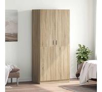 Sonoma Oak Wardrobe Made of Wood 80 x 52 x 180 cm with Clothes Rail and 2 Doors Modern Compact for Bedroom Hallway Storage and Organiser System