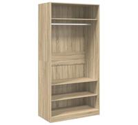 Sonoma Oak Wardrobe Wood Material 100 x 50 x 200 cm with Clothes Rail and 3 Compartments Modern Storage Space for Bedroom, Hallway, Children's Room, Compact Storage Solution