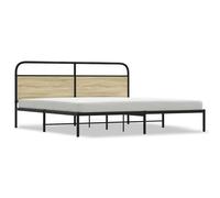 (Sonoma Oak with headboard, 183 x 213 cm) vidaXL Metal Bed Frame without Mattress Bed Base Bedstead Mattress Foundation