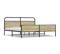 (Sonoma Oak with headboard & high footboard, 183 x 213 cm) vidaXL Metal Bed Frame without Mattress Bed Base Bedstead Mattress Foundation