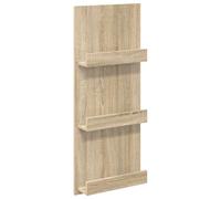 Sonoma Oak Wood Composite Magazine Shelf with 3 Shelves 43 x 11 x 102 cm Standing Organiser for Magazine, Book, Document, Brochure, Shelf, Space-Saving, Versatile for Living Room, Office